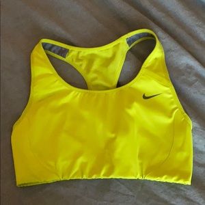 Neon yellow Nike sports bra